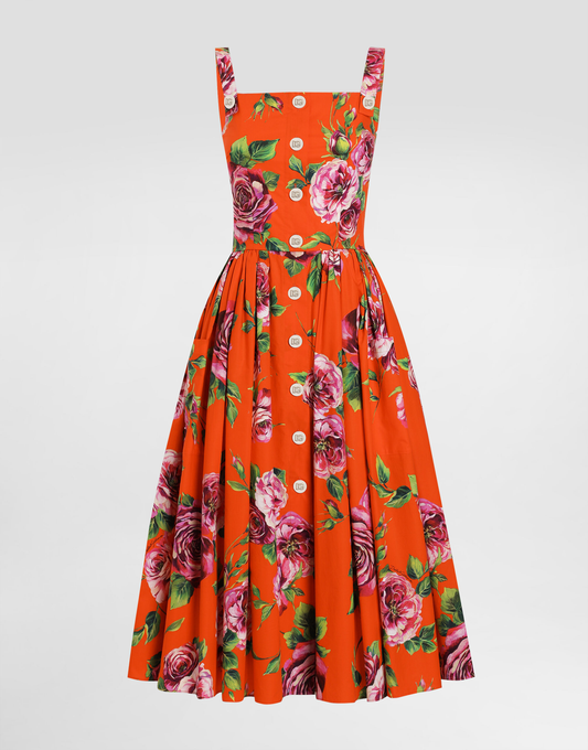 Cotton sundress with rose print